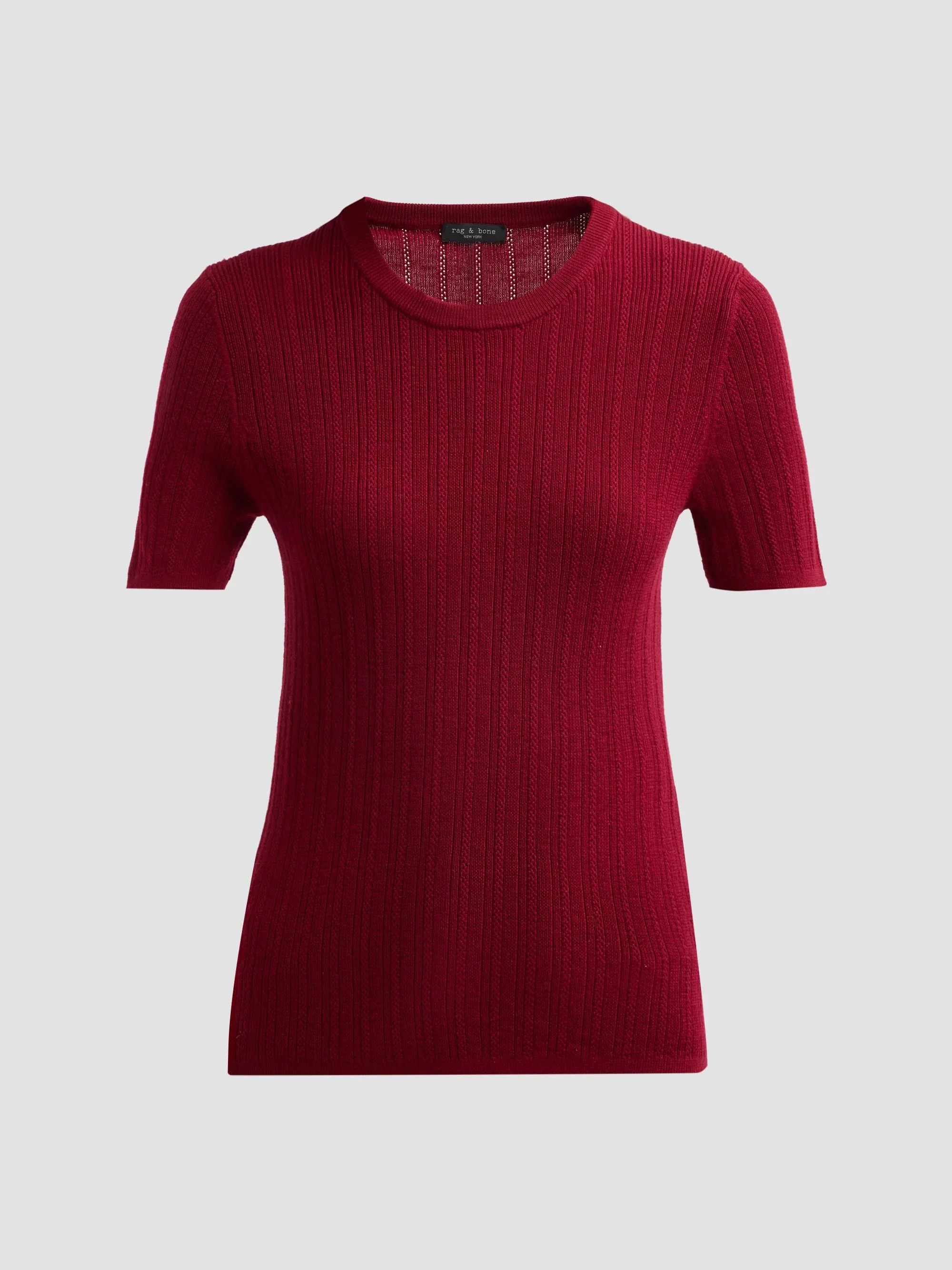 Women's Rhodes Wool Pontelle-Knit Top - Pomegranate - 1