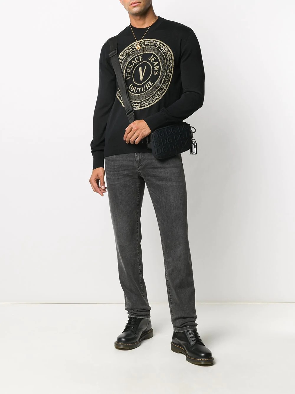 V-Emblem rib-trimmed jumper - 2