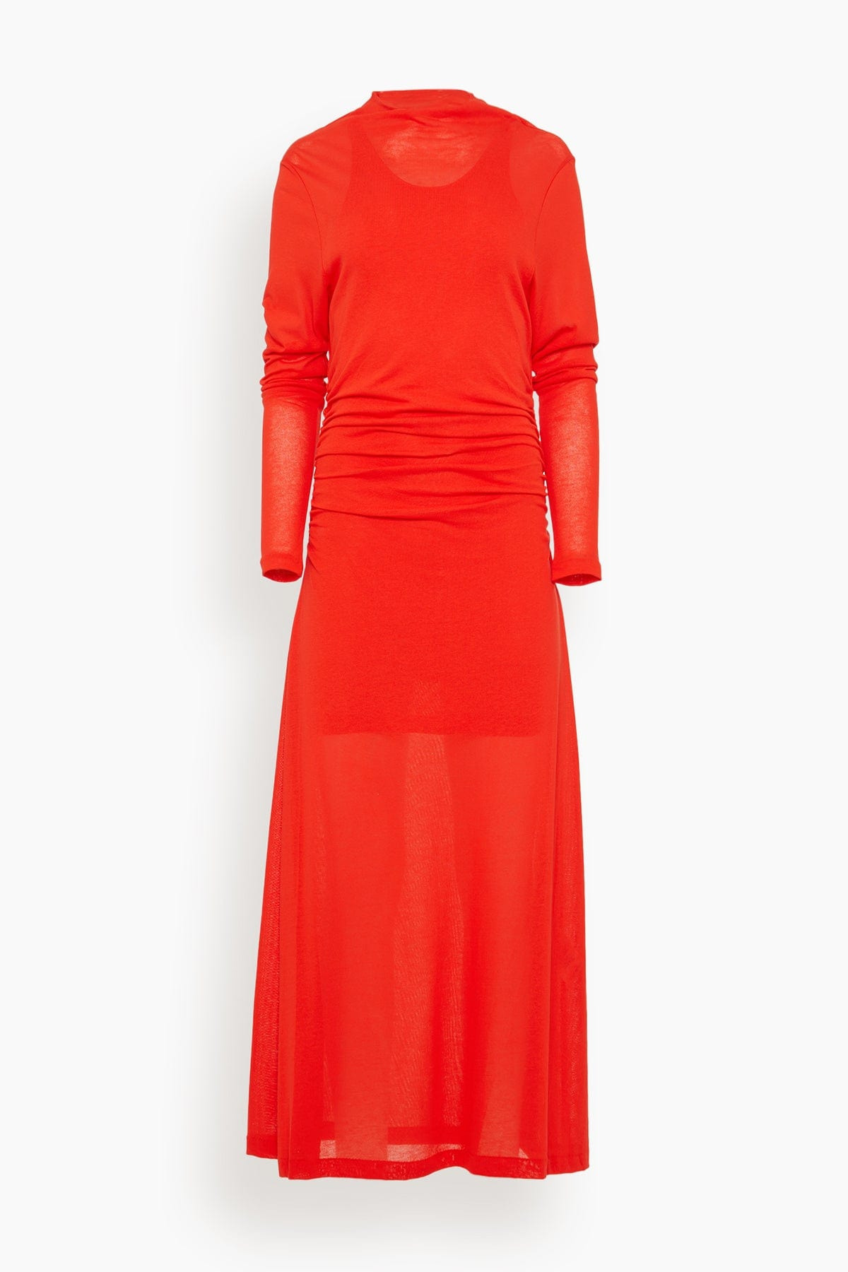 Stage Sheer Organic Cotton Layered Dress in Scarlet - 1