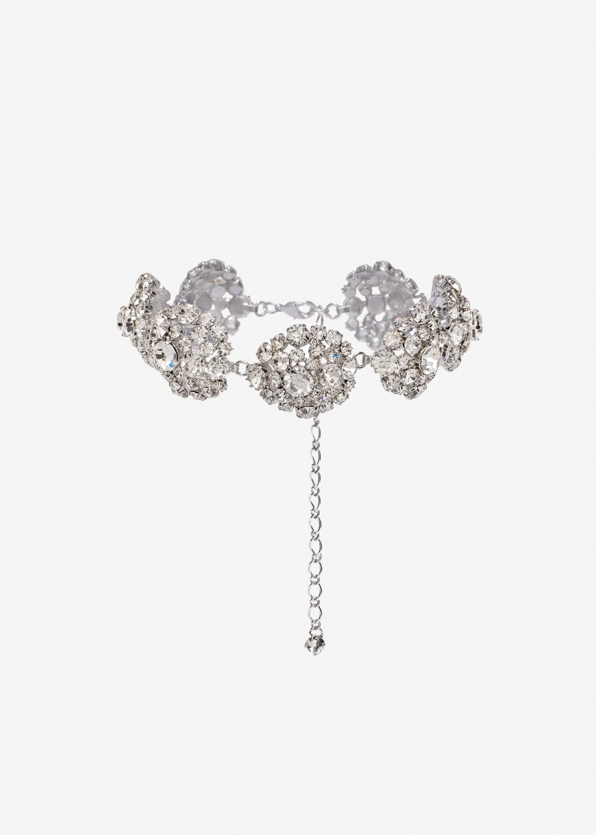 Crystal cluster choker in silver - 1