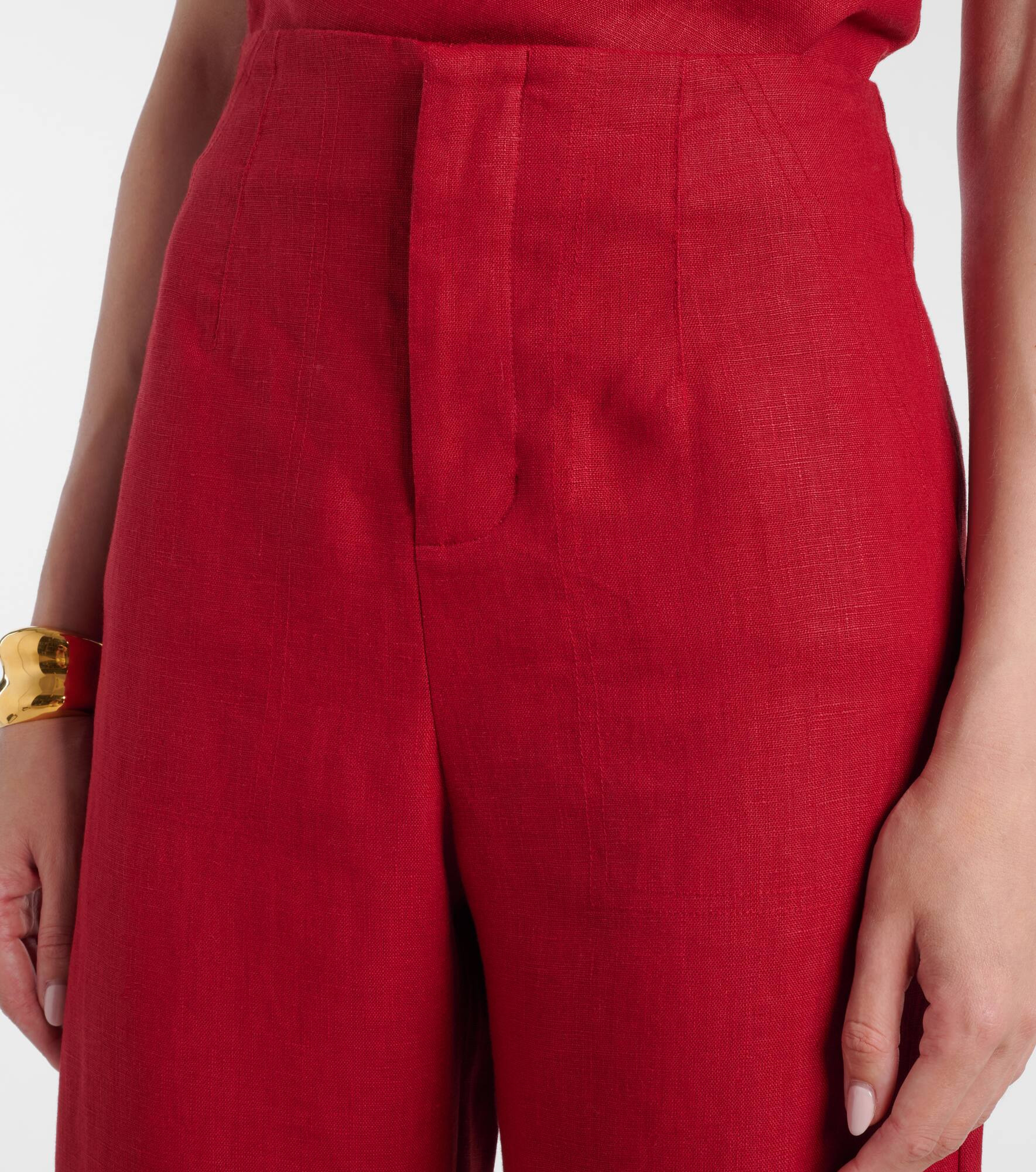 Isabel high-rise linen straight pants - 4