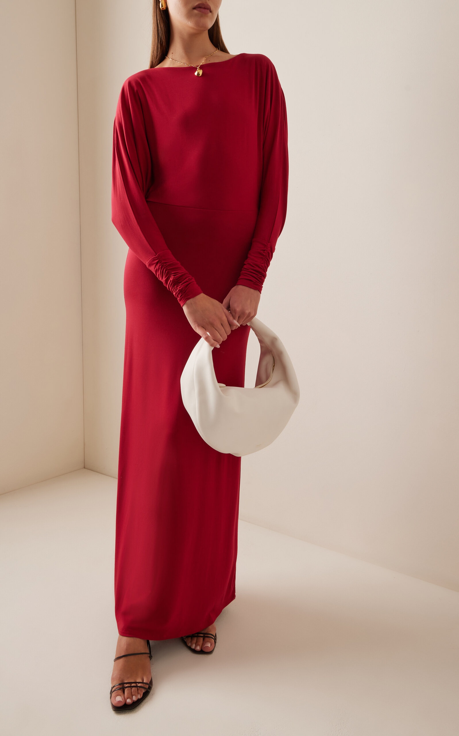 Sienna Draped Jersey Maxi Dress red - 3