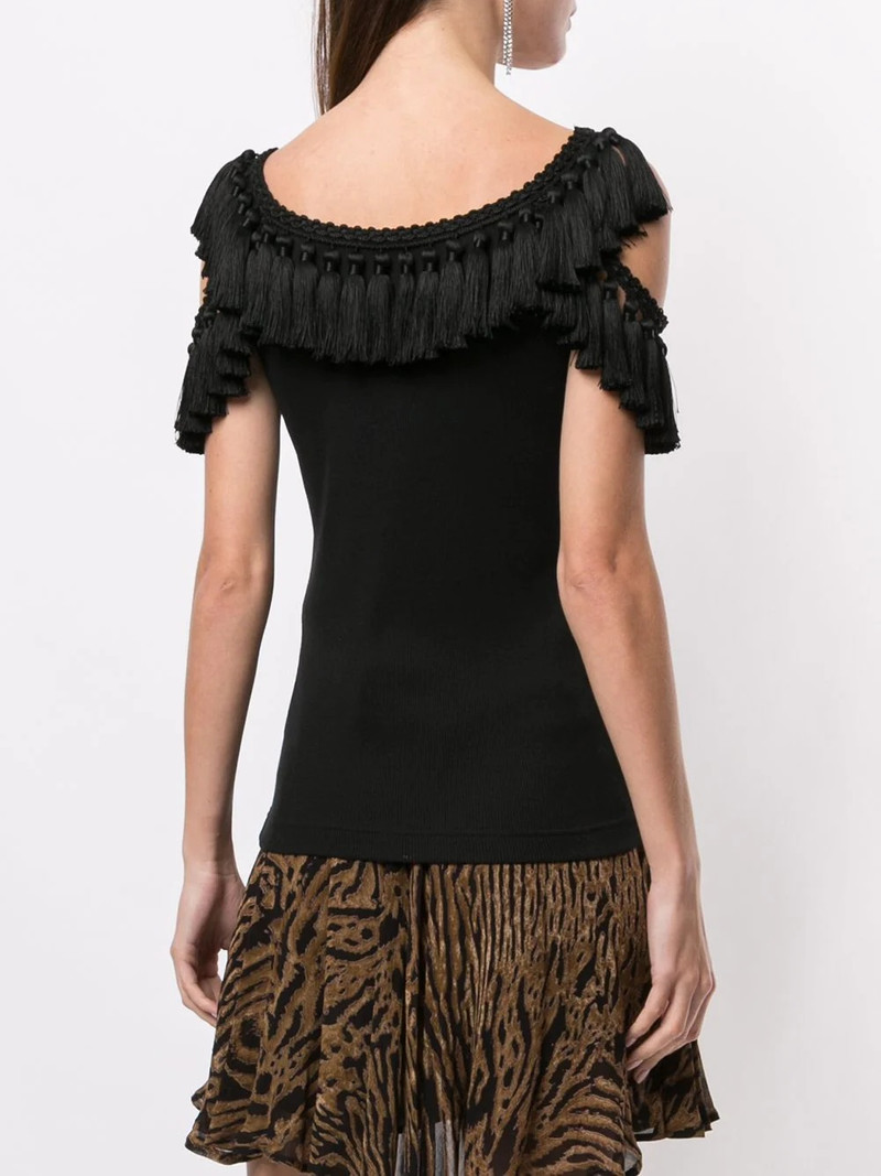 cold shoulder tassel trim vest 4