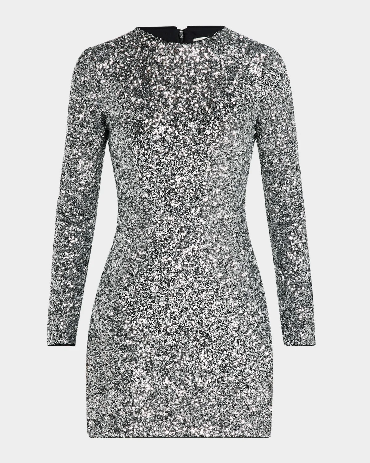 Long-Sleeve Sequined Mini Dress - 1