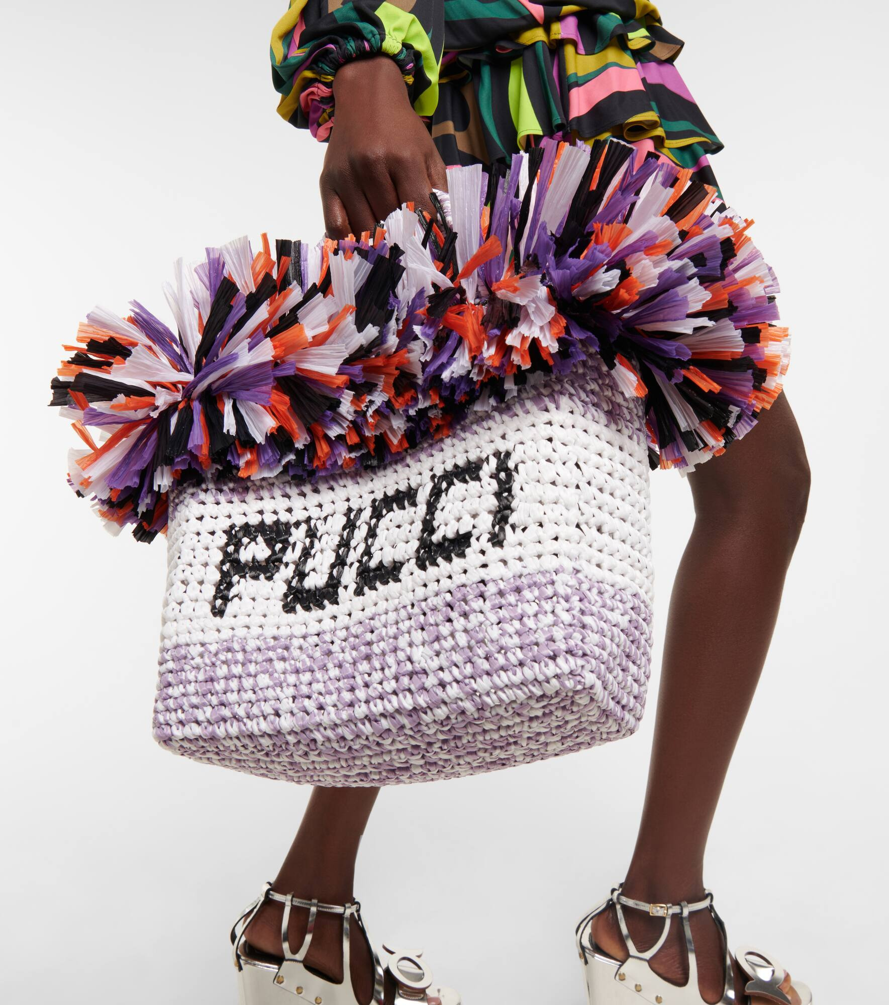 Logo Small raffia-trimmed tote - 2