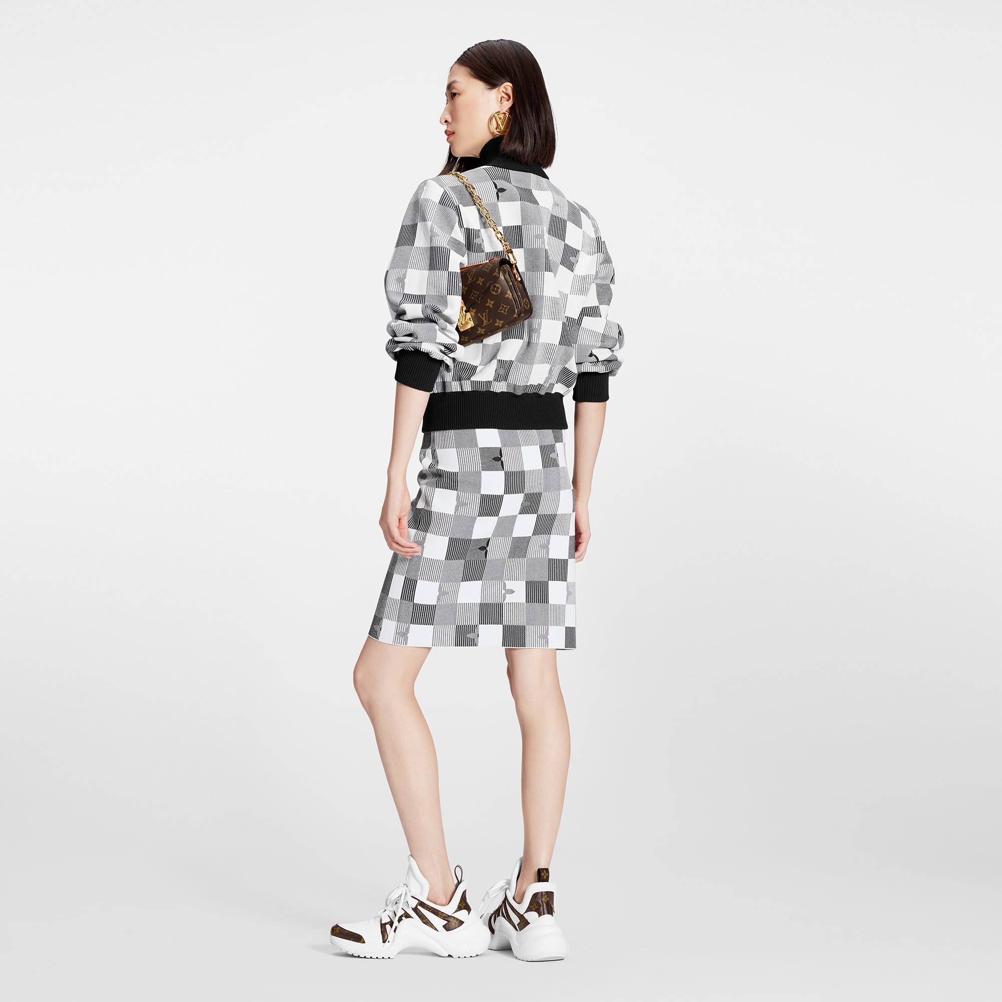 Pop Monogram Damier Knit Skirt - 3