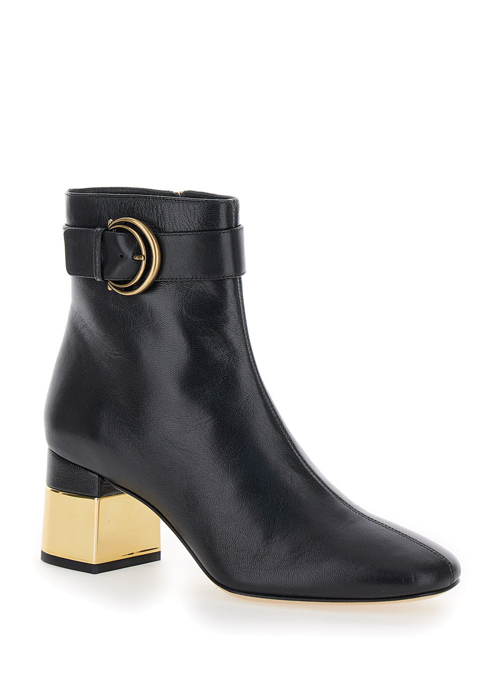 Chloé Women 'Alize' Black Ankle Boots With C Buckle In Smooth Leather Woman - 2