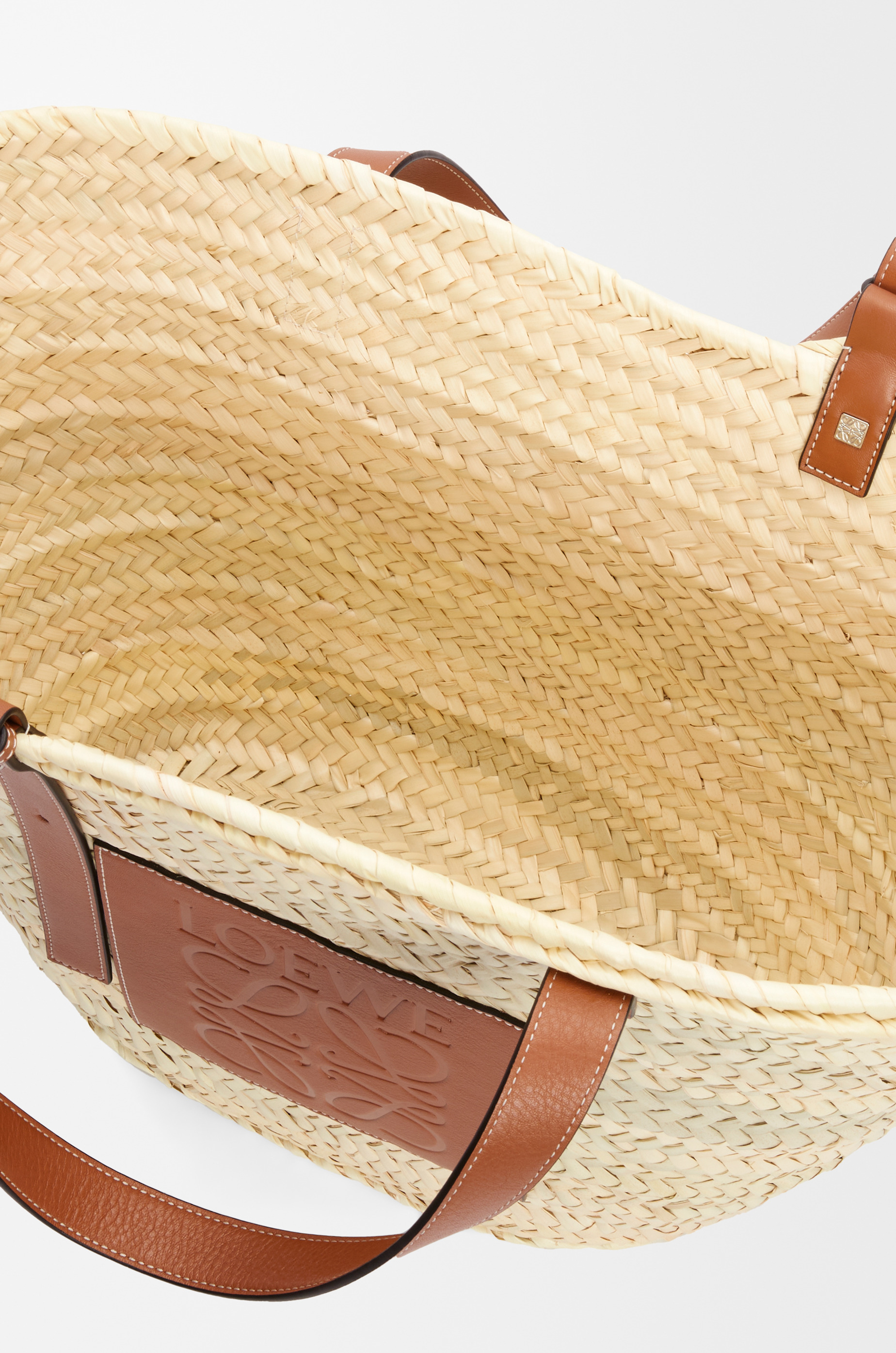 Large Classic Basket in palm leaf and calfskin - 6