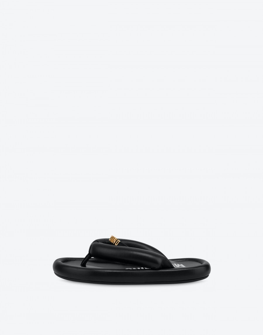 PUFFY NAPPA LEATHER THONG SANDALS - 2