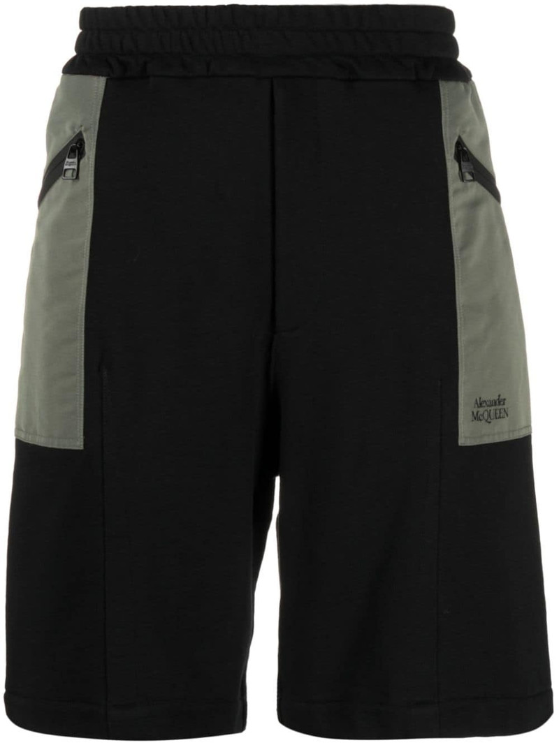 two-tone elasticated track shorts 1