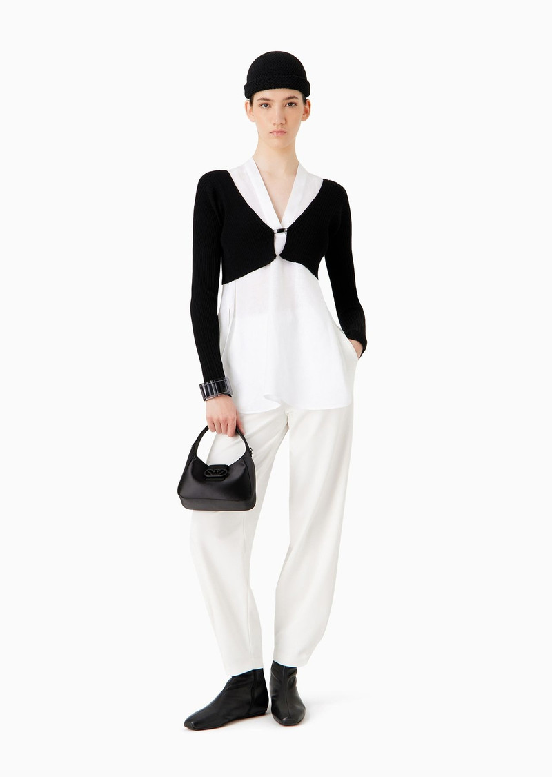 EMPORIO ARMANI Stretch Milano-stitch fabric trousers with narrow hem outlook