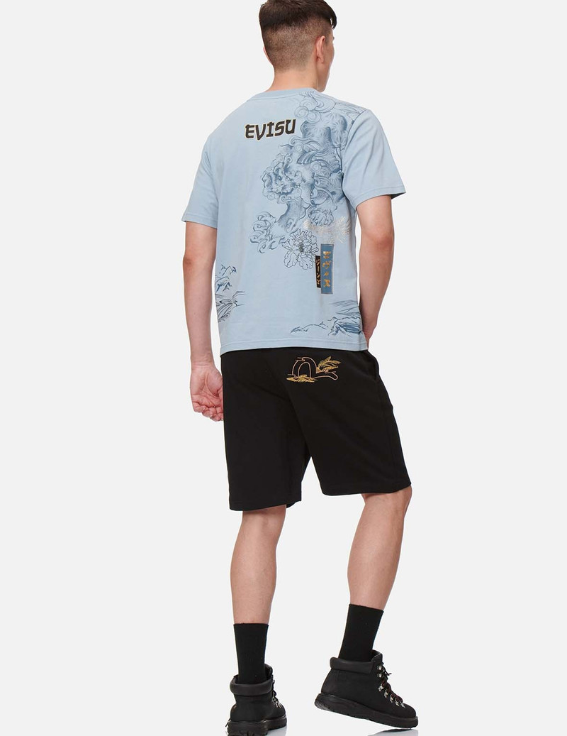 EVISU JAPANESE ART SEAGULL EMBROIDERED SWEAT SHORTS outlook