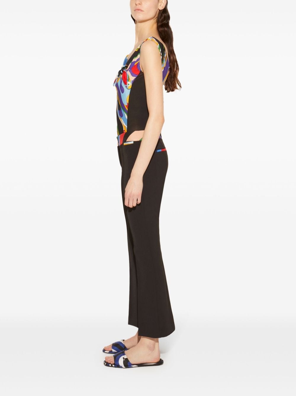 abstract-print trim cropped trousers - 3