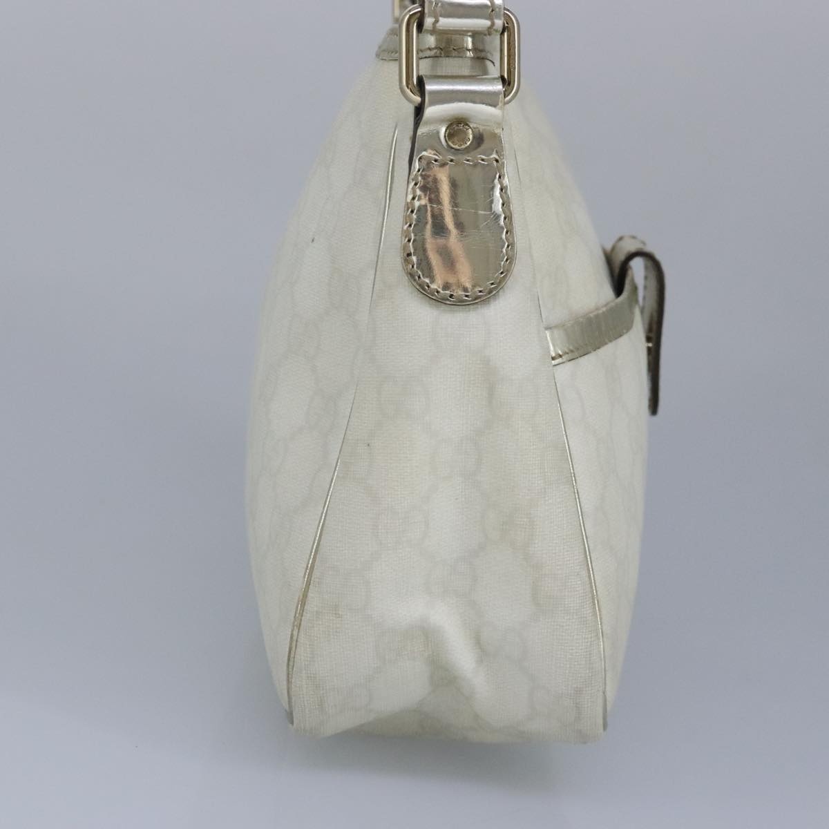 GUCCI GG Supreme Hand Bag Pvc Leather White Gold - 3