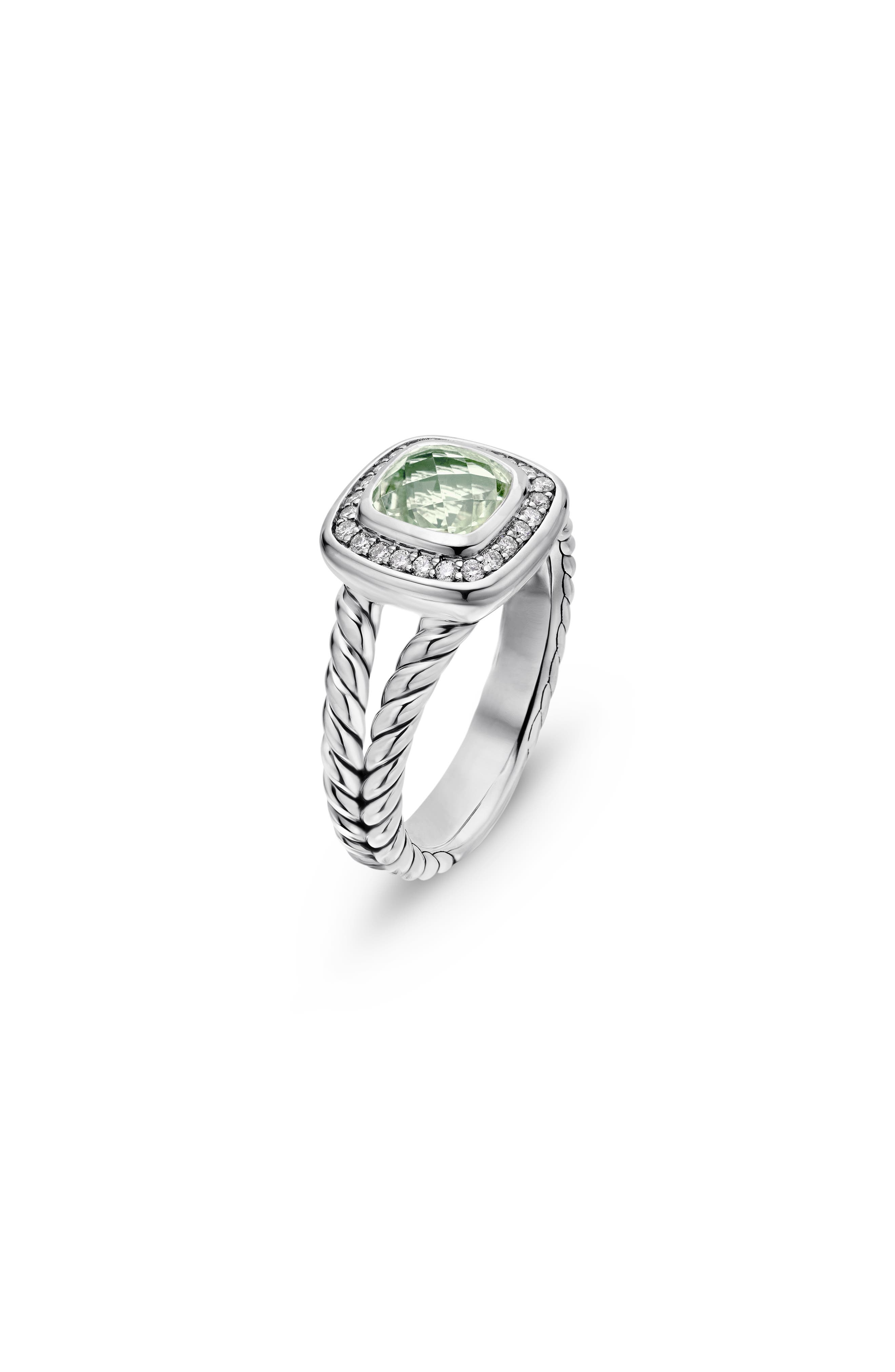 David Yurman Petite Albion® Diamond Halo Cushion Ring in Prasiolite at Nordstrom - 5