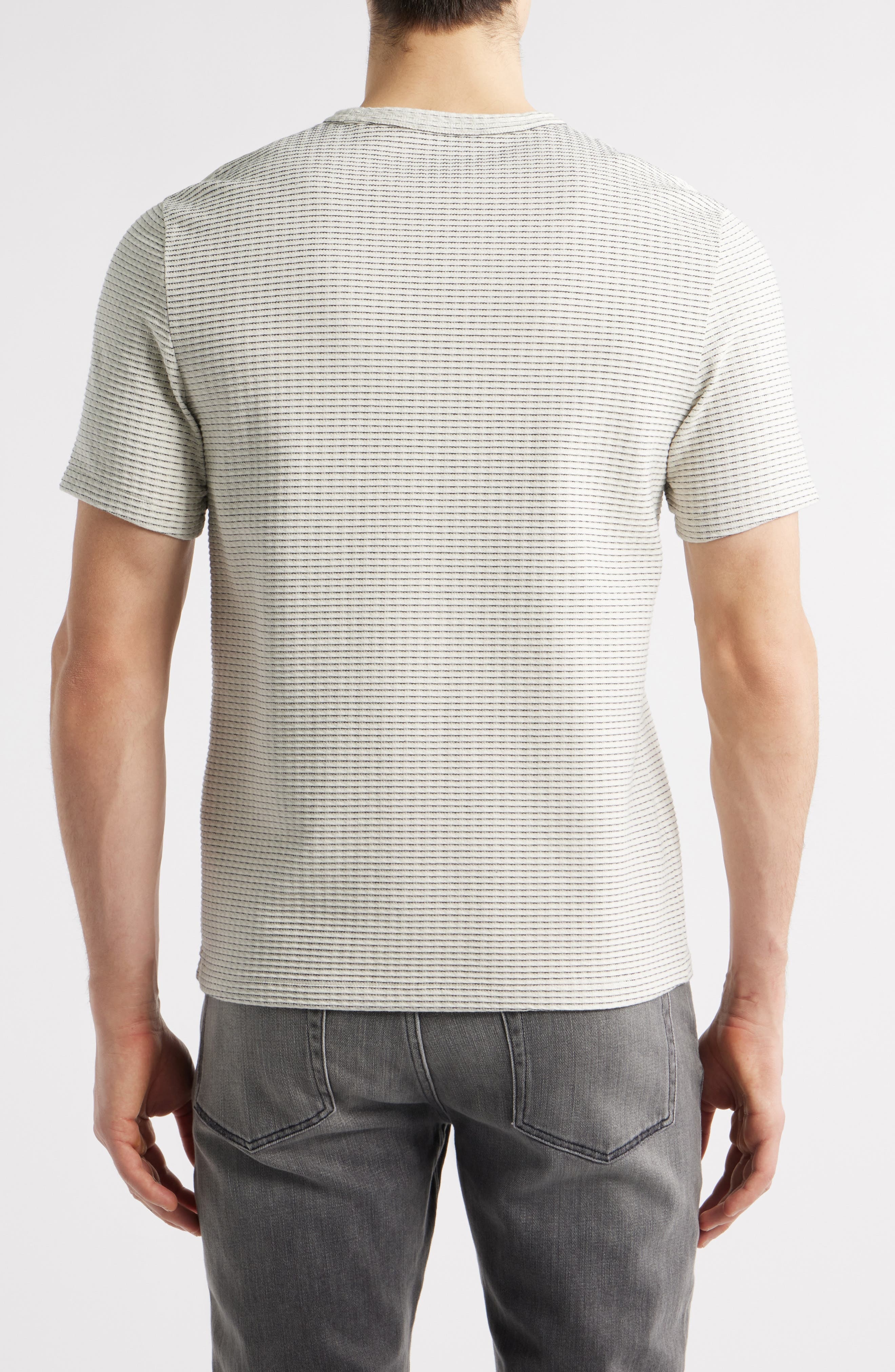 FRAME Jacquard Stripe T-Shirt in White/Navy at Nordstrom - 2