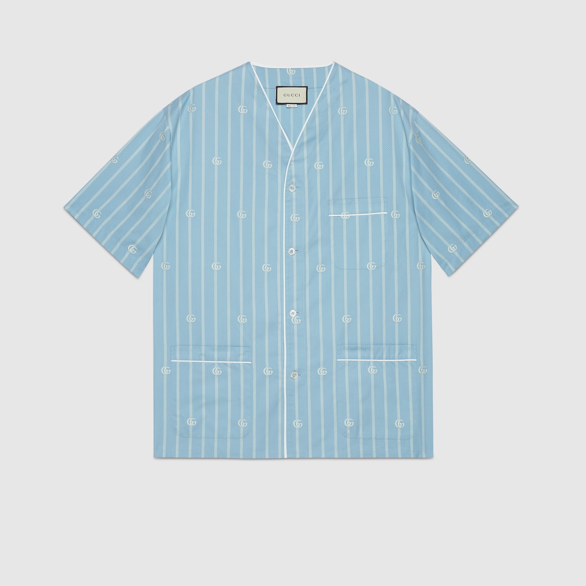 Double G stripe cotton oversize shirt - 1