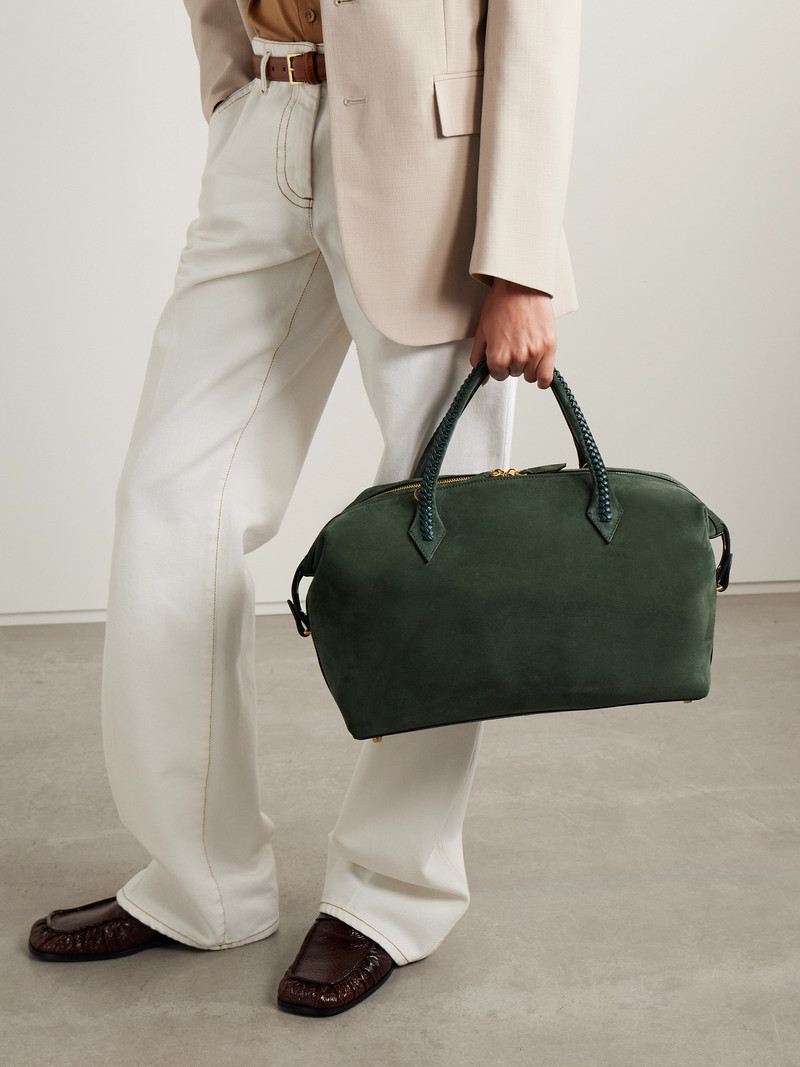 MÉTIER Vérité City Medium Braided Leather-trimmed Suede Tote outlook