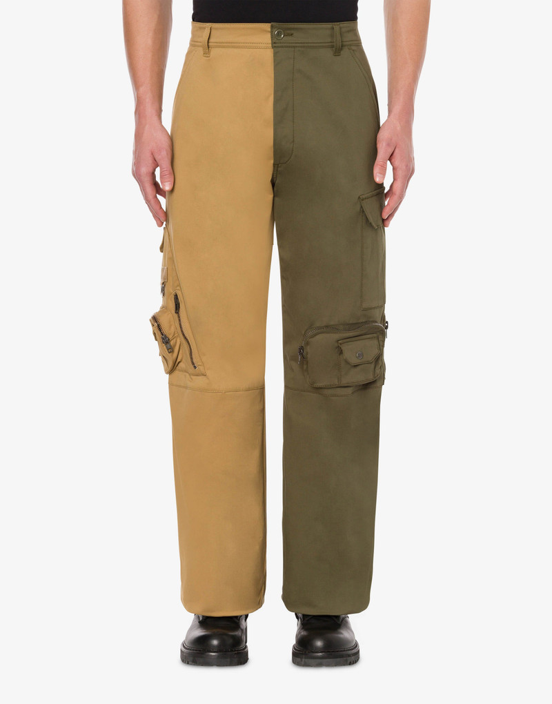 Moschino TWO-TONE CARGO TROUSERS IN MATT SATIN outlook