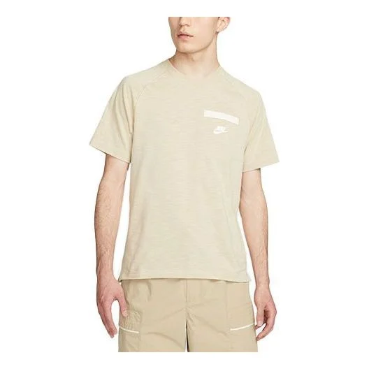 Nike Solid Color Chest Pocket Round Neck Casual Short Sleeve Yellow DQ2414-224 - 1