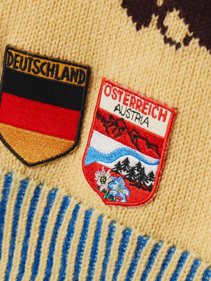 Cropped appliquéd intarsia alpaca and merino wool-blend sweater Yellow 5