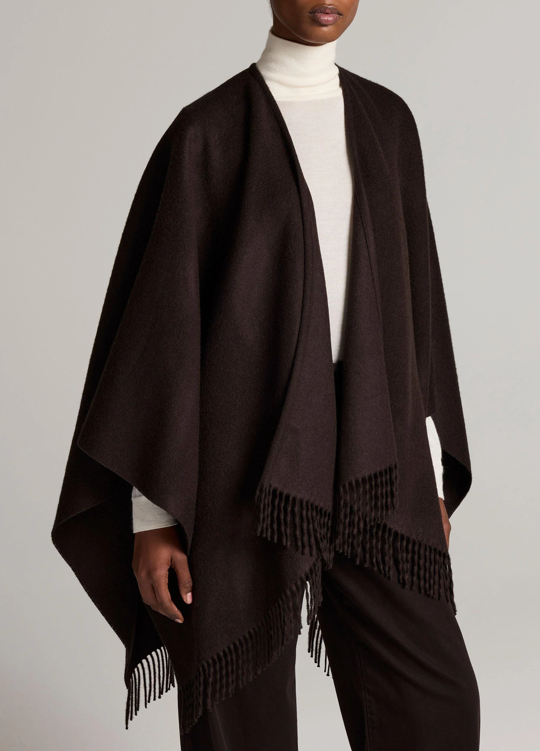 Fringed Double-Face Wool-Cashmere Cape - 1