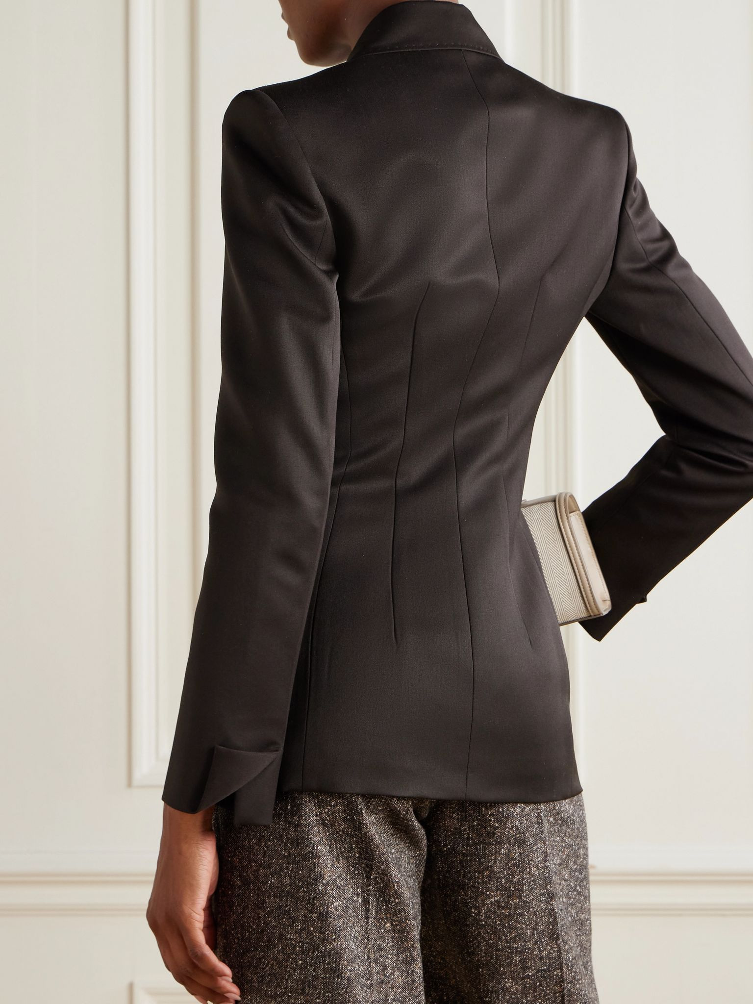 Wool double-breasted blazer Brown - 4