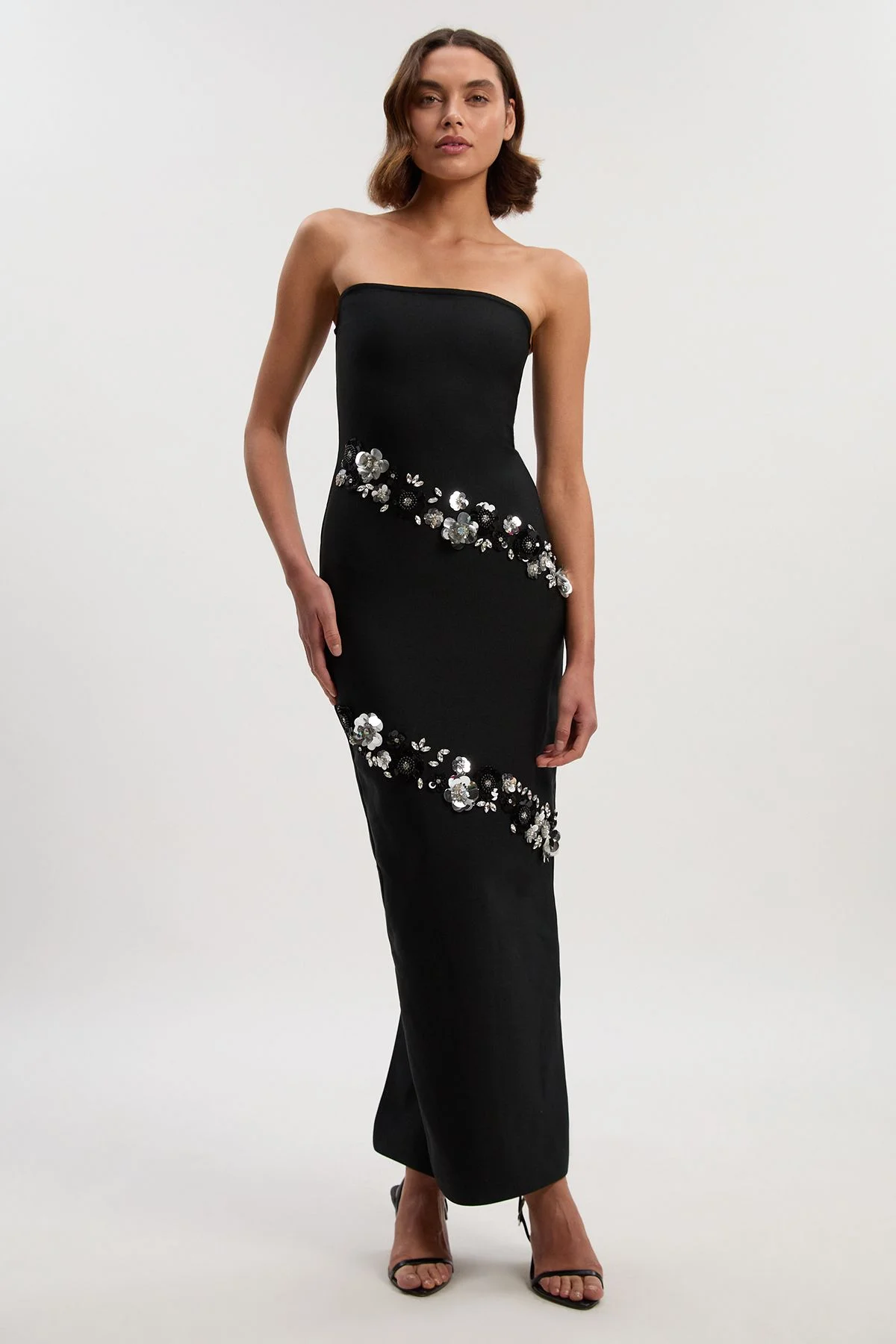 Petite Embellished Figure Form Bandage Bandeau Maxi Dress - 1