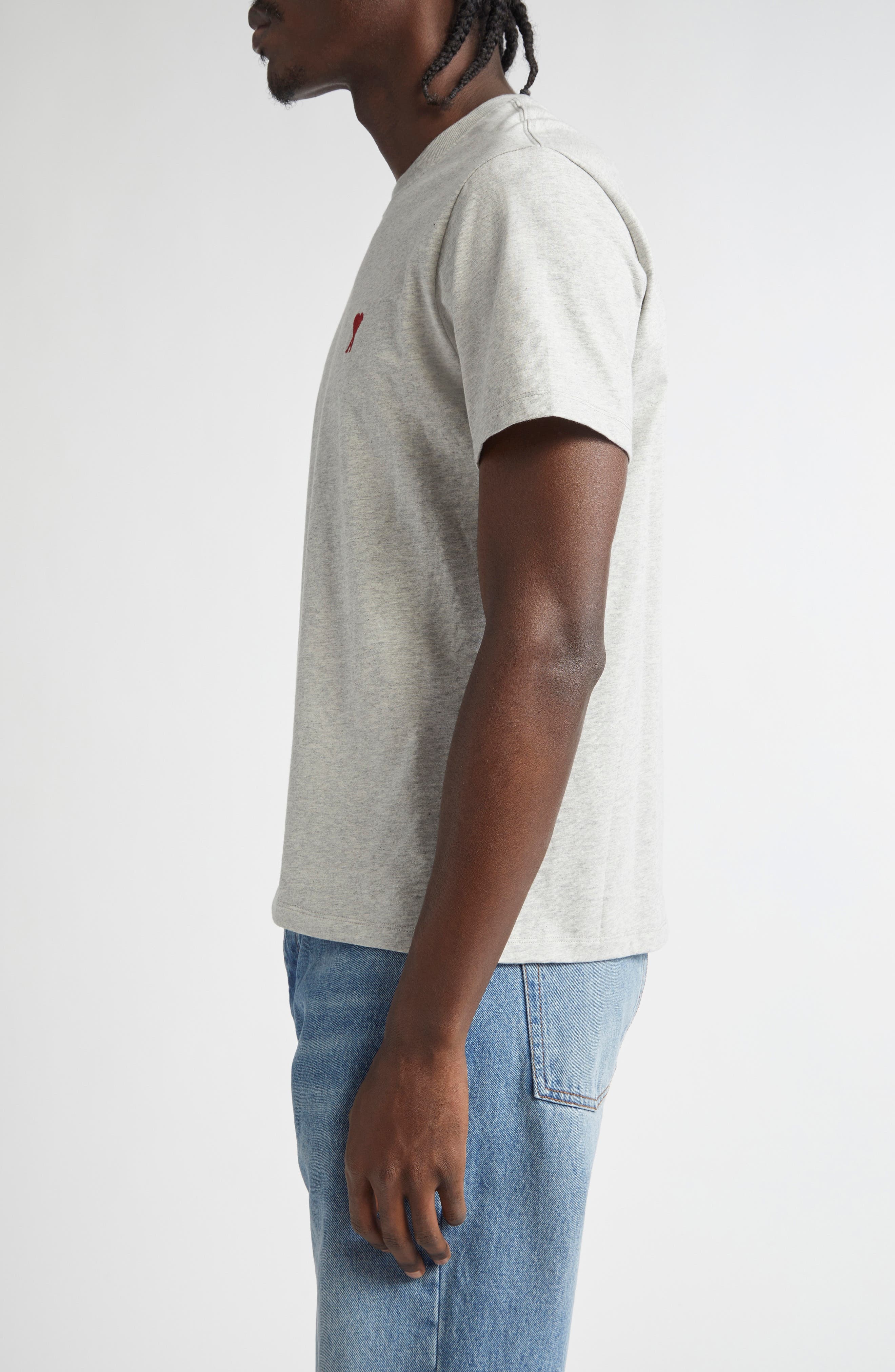 AMI PARIS Ami de Coeur Organic Cotton T-Shirt in Heather Ash Grey/0951 at Nordstrom - 3