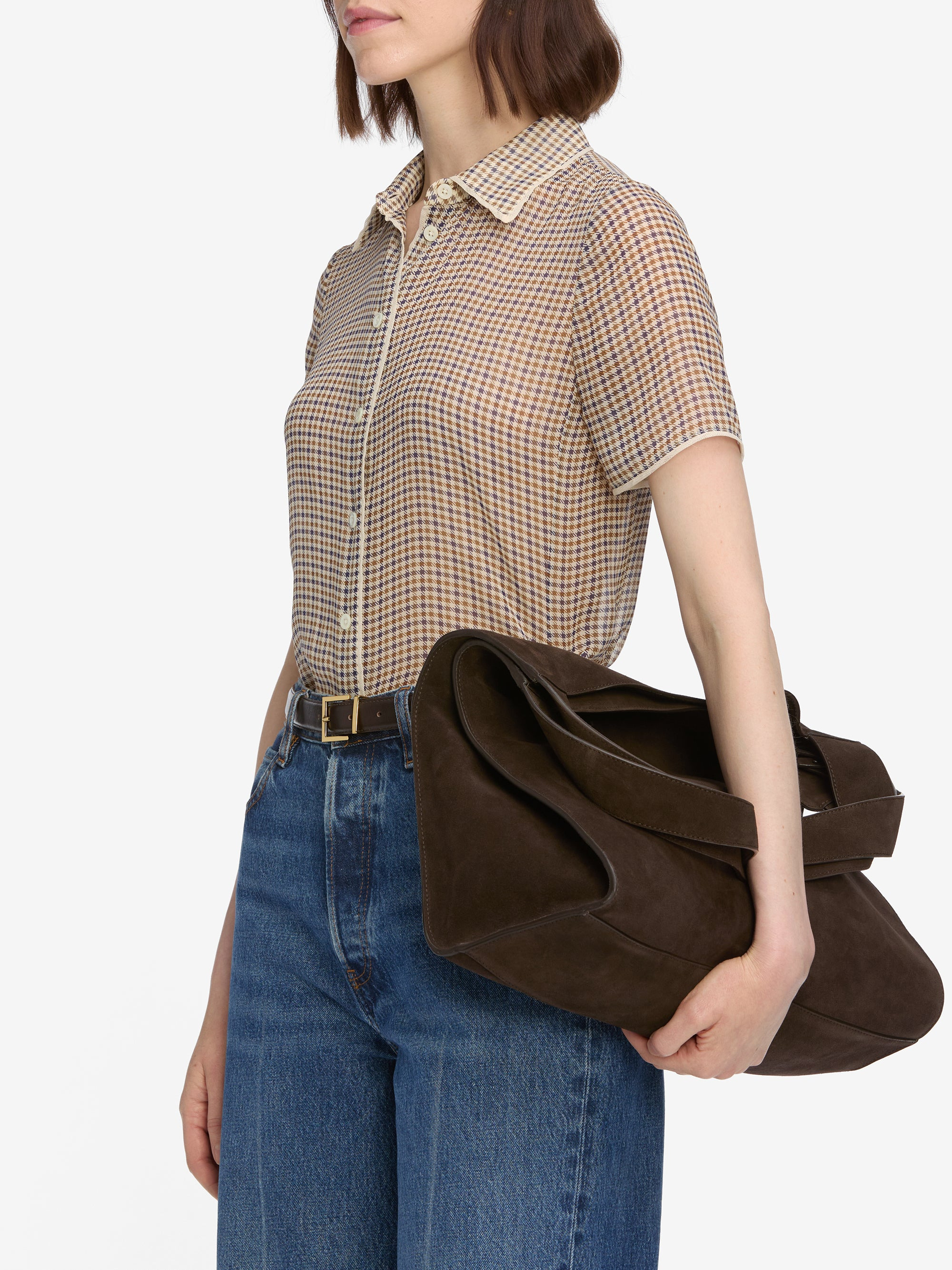 The Silk Check Shirt in Houndstooth Multi - 5
