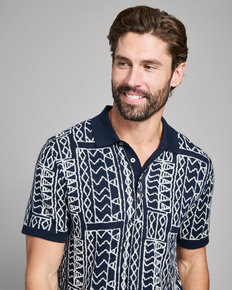 Geo Stitch Sweater Polo 4