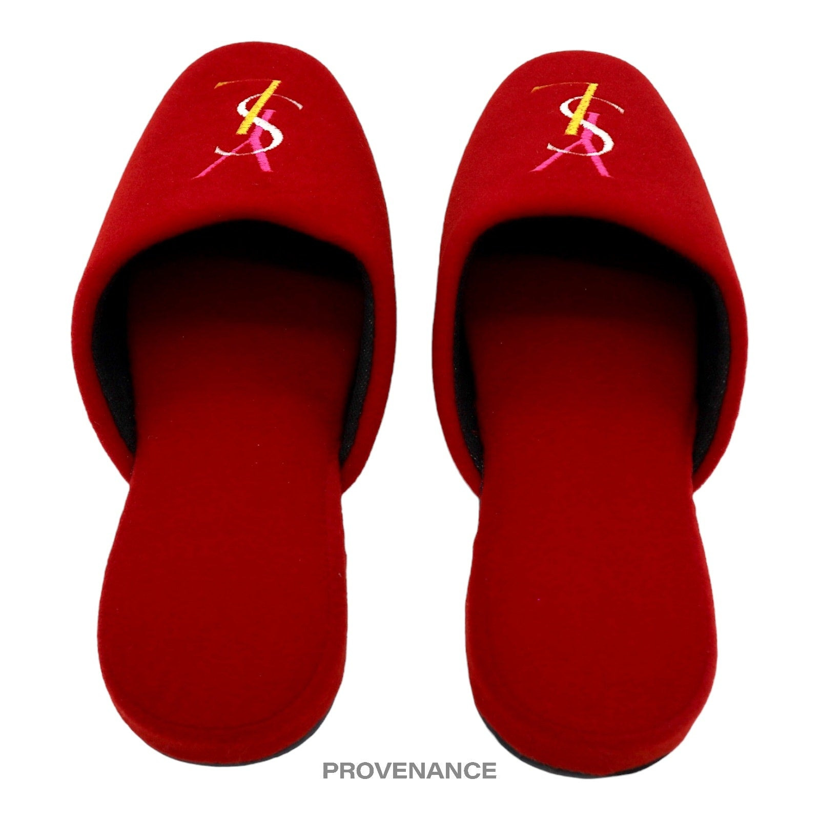 Yves Saint Laurent YSL Logo Slipper - Red Velour - 4