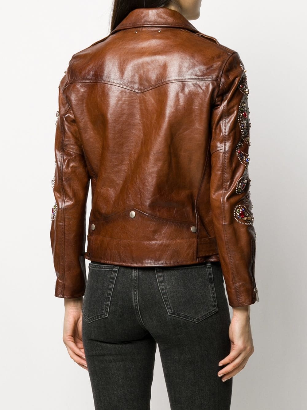 embellished biker jacket - 4