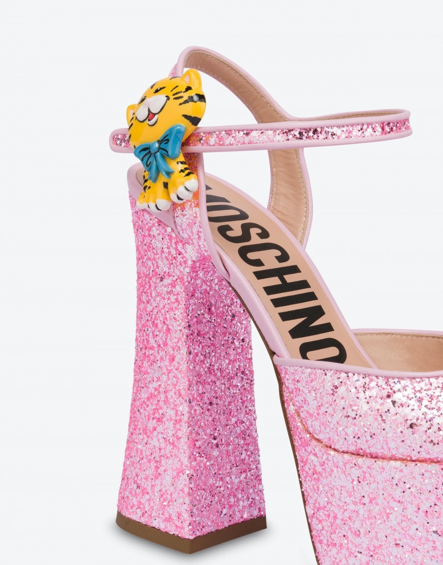 HIGH-HEELED GLITTER SANDALS WITH PLATFORM - 4