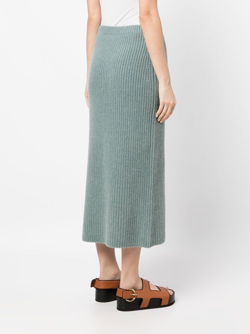 ribbed-knit straight skirt - 4