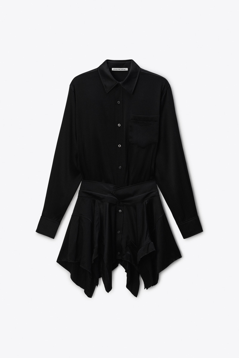 Black Silk Charmeuse Pre-Styled Double Shirtdress 1