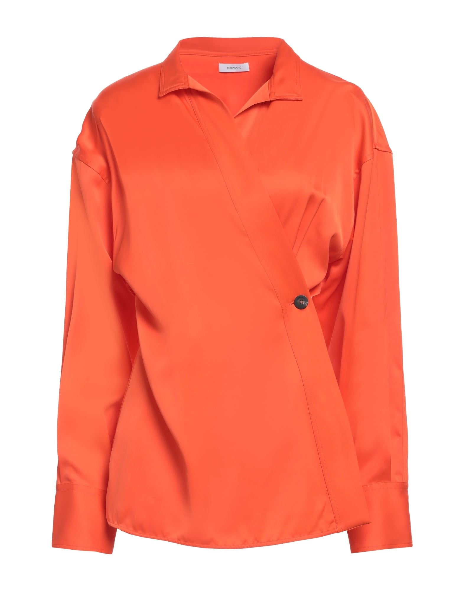 Orange Women's Solid Color Shirts & Blouses - 1