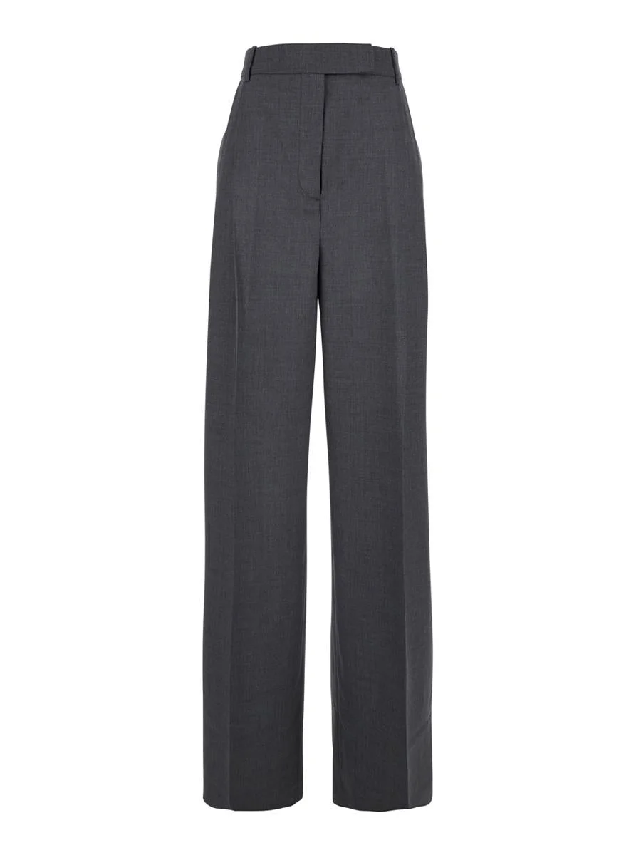 Rohe Grey High-Waisted Pants With Pences And Belt Loops In Wool Blend Woman - 1
