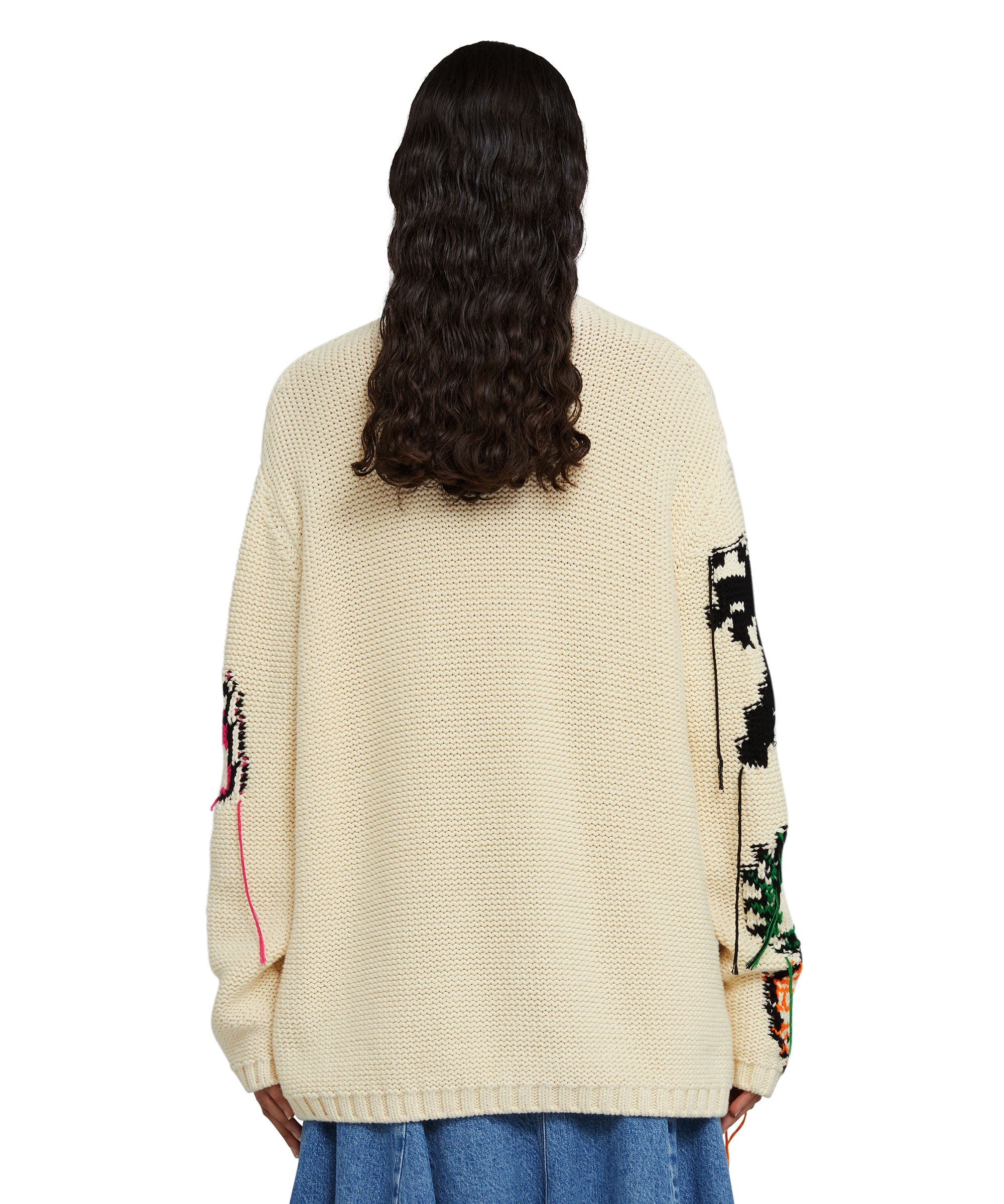 Cotton cardigan with inlay pattern - 3