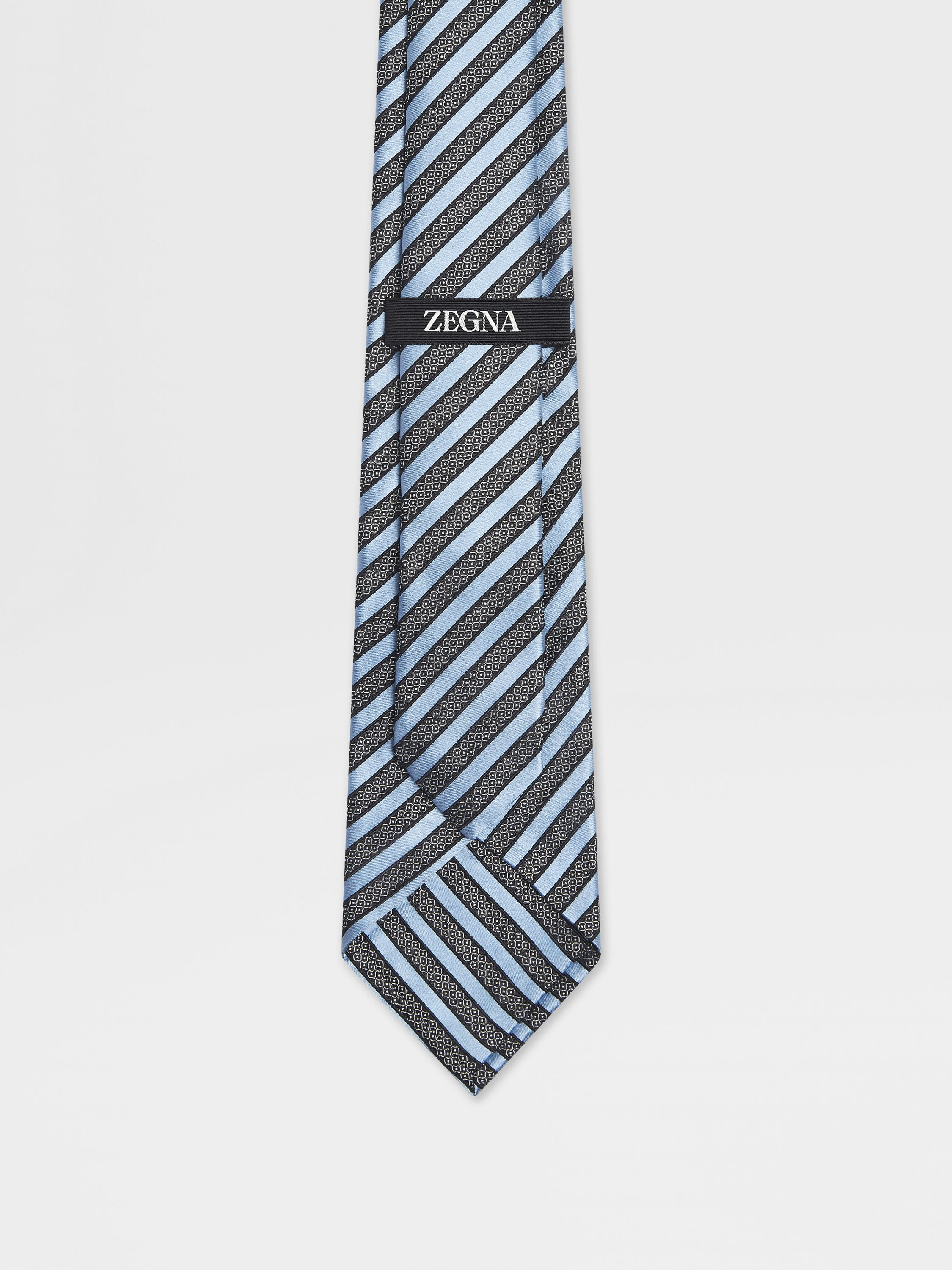 LIGHT BLUE SILK AND COTTON TIE - 3