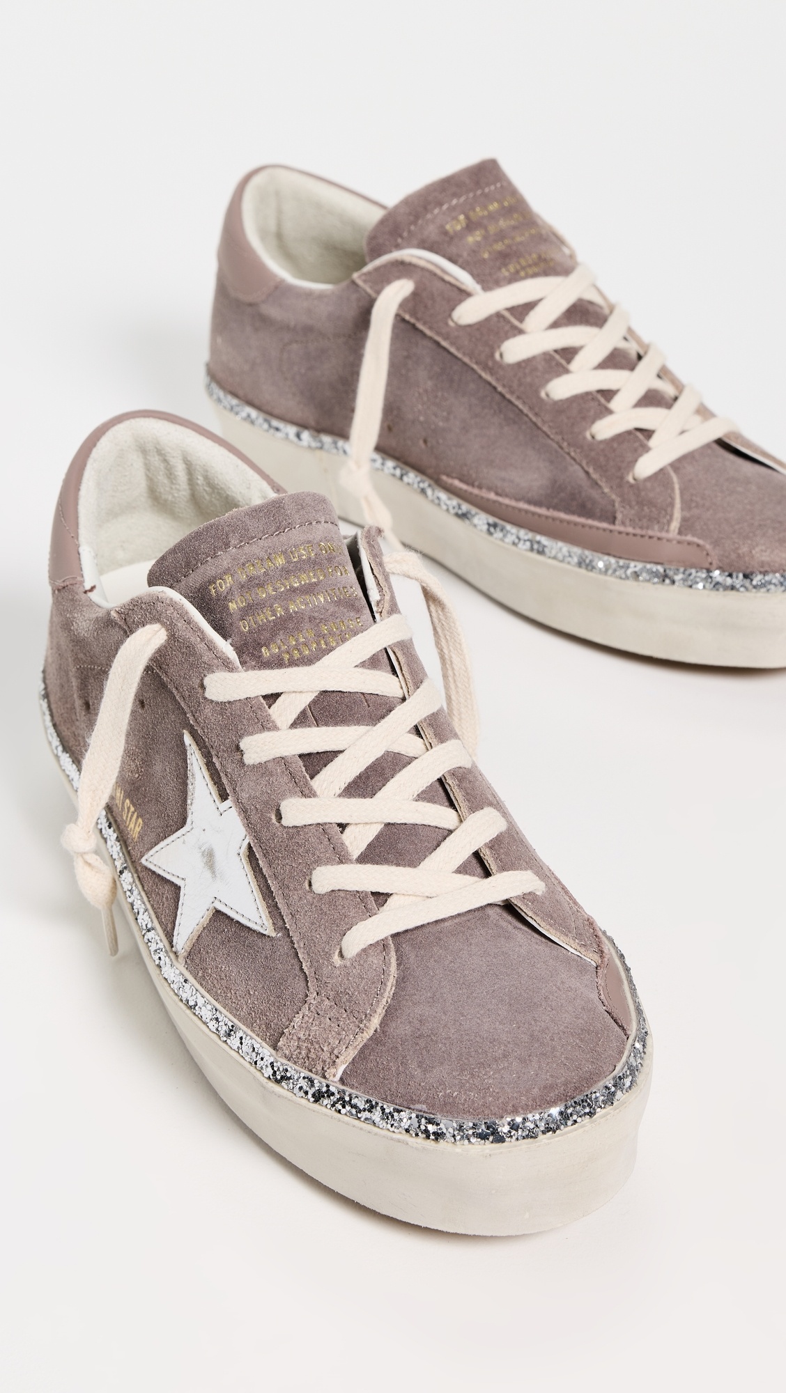 Hi Star Suede Upper Laminated Star Leather Heel Glitter Edge Sneakers - 4