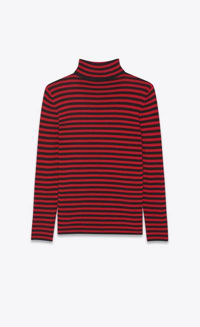 SAINT LAURENT turtleneck sweater in striped wool outlook