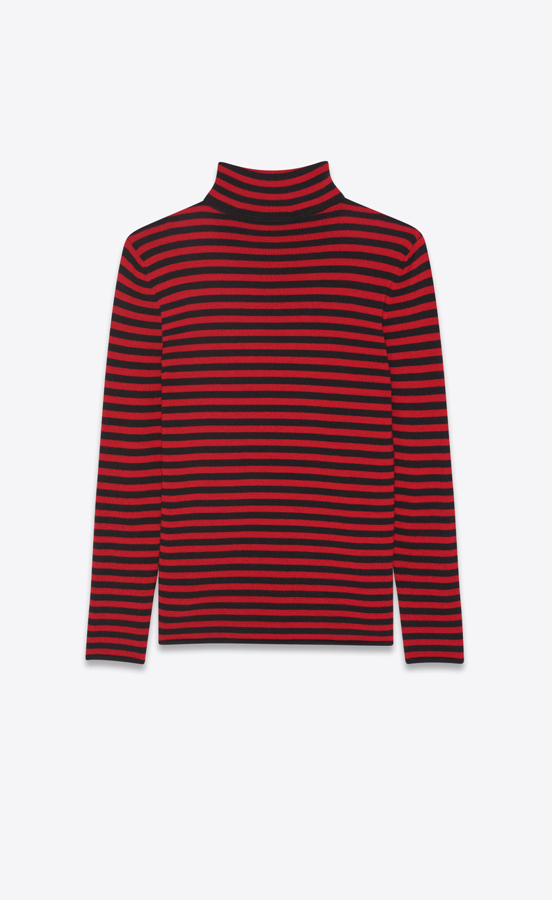 SAINT LAURENT turtleneck sweater in striped wool outlook