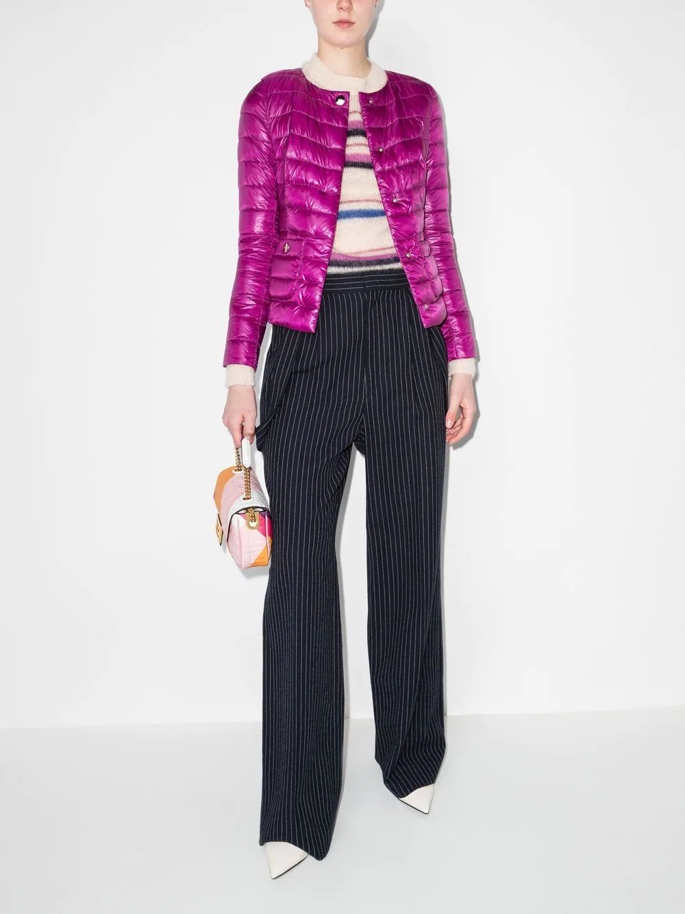 quilted-finish fitted jacket - 4
