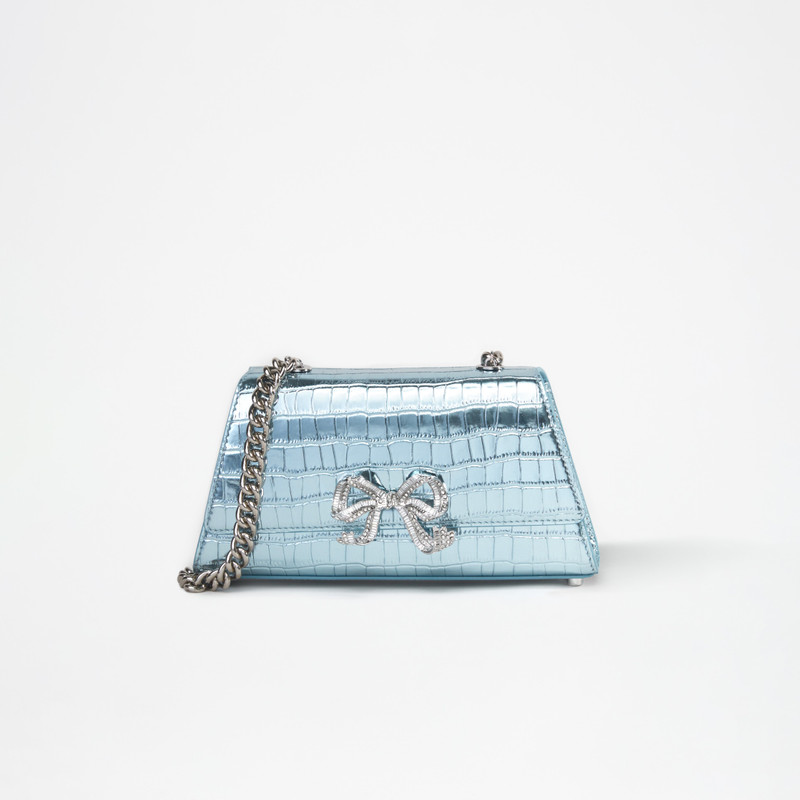 Blue Metallic Bow Mini Shoulder Bag 1