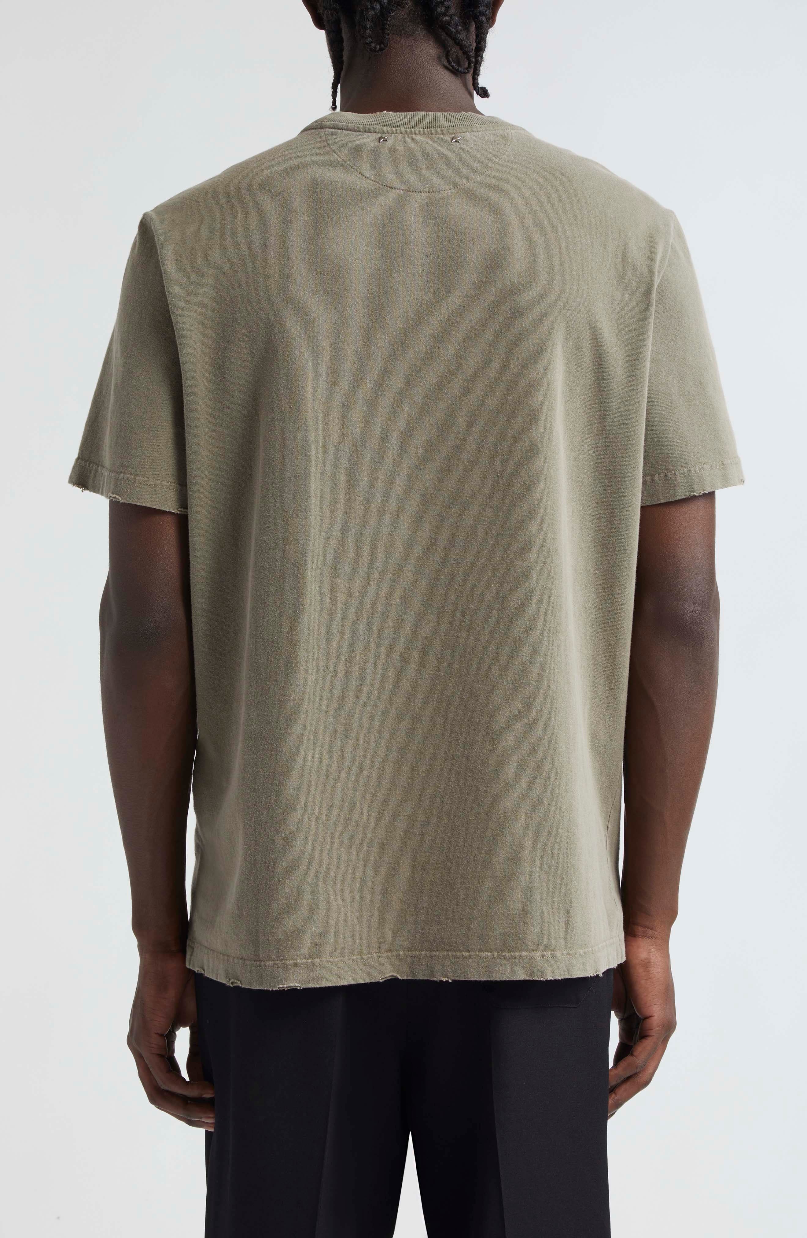 Distressed Upside Down Logo Cotton Graphic Tee - 3