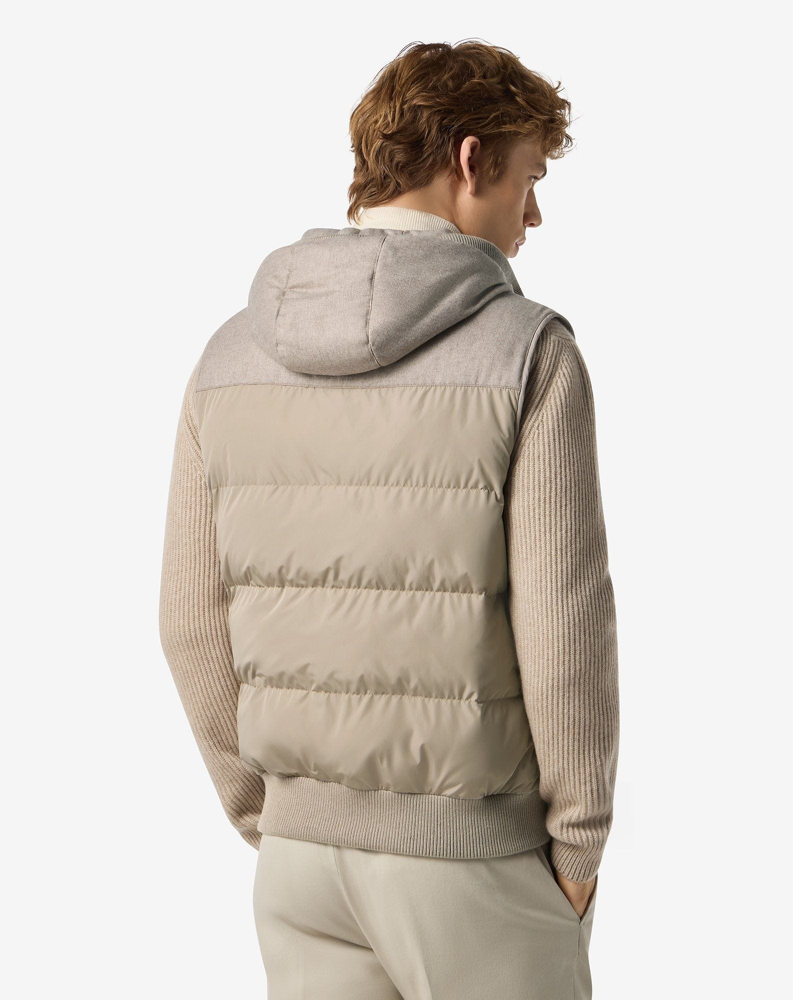 Beige technical cashmere waistcoat - 3