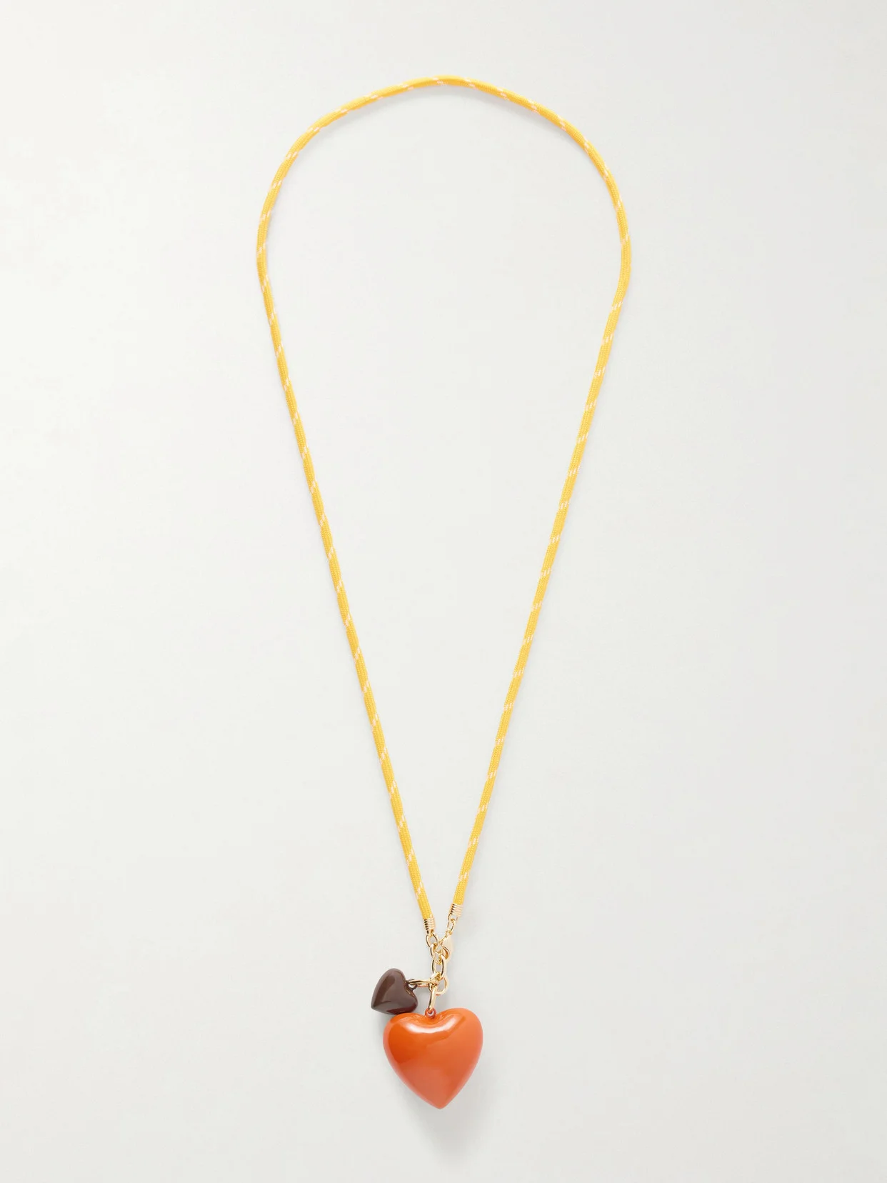 The Mini Puffy Heart Gold-tone, Enamel And Cord Necklace - 1