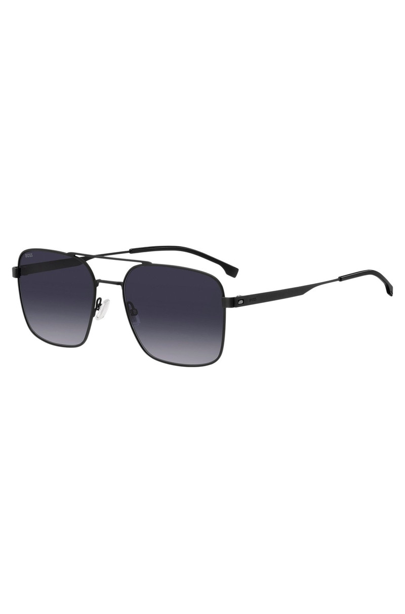 BOSS DOUBLE-BRIDGE SUNGLASSES IN BLACK STEEL outlook