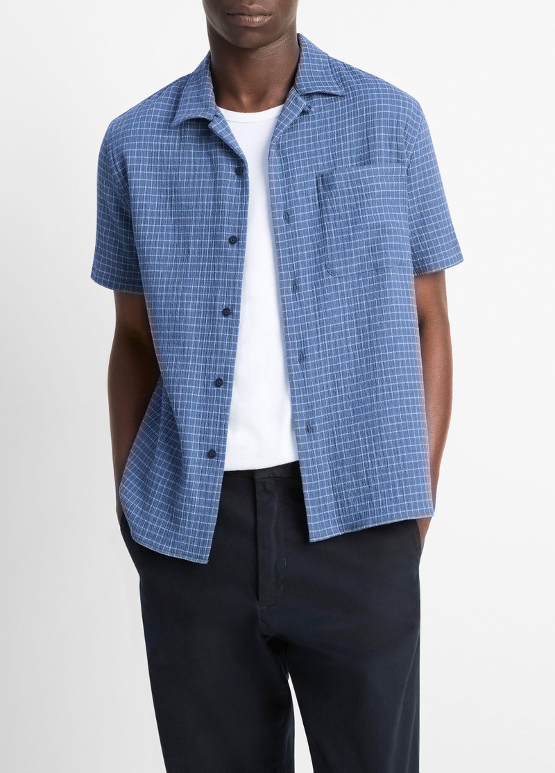 Provence Plaid Double-Face Italian Cotton Button-Front Shirt 1